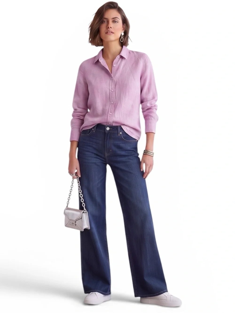 BAIRD McNUTT IRISH LINEN for J.CREW  Slim Collared Shirt Women's Sz 10 Pink